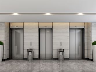 modern elevator hall 3d model