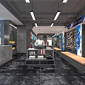 Sports Clothing Store Interior With Sports Apparel Shoes Display Racks And Live Merchandise Area