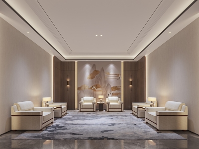 New Chinese Reception Room Meeting Room Meeting Room Reception Room Sofa Reception Room Background Wall 3d model