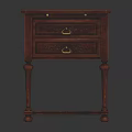 Traditional Wooden Entryway Side Cabinet With Two Drawers And Carved Legs