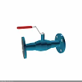 Blue Industrial Valve With Red Handle And Flange Connection Equipment