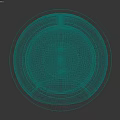 Wooden Circular Component With Ring Design On Dark Wooden Background Illuminated By Vertical Lights