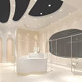 Elegant Modern Clothing Store With Arch Design Display Mannequin And Green Plant