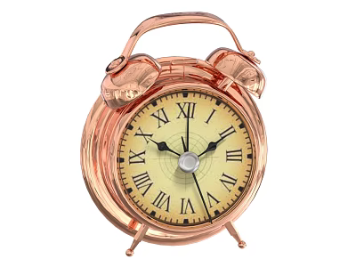 Copper Colored Alarm Clock with Twin Bells Roman Numeral Face Classic Design 3d model