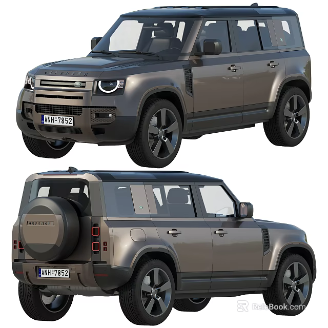Gray Land Rover Defender Front And Rear Views 3d model 