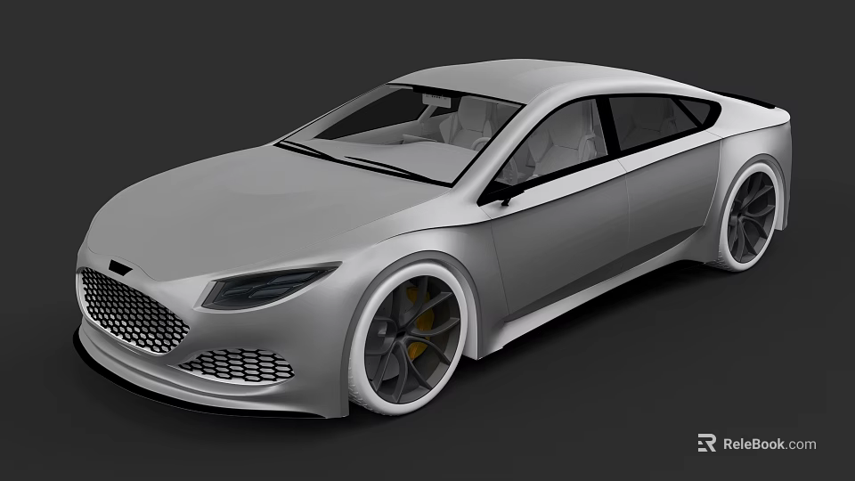 Modern Sleek Sedan With Streamlined Body Sporty Wheels And Front Grille 3d model 