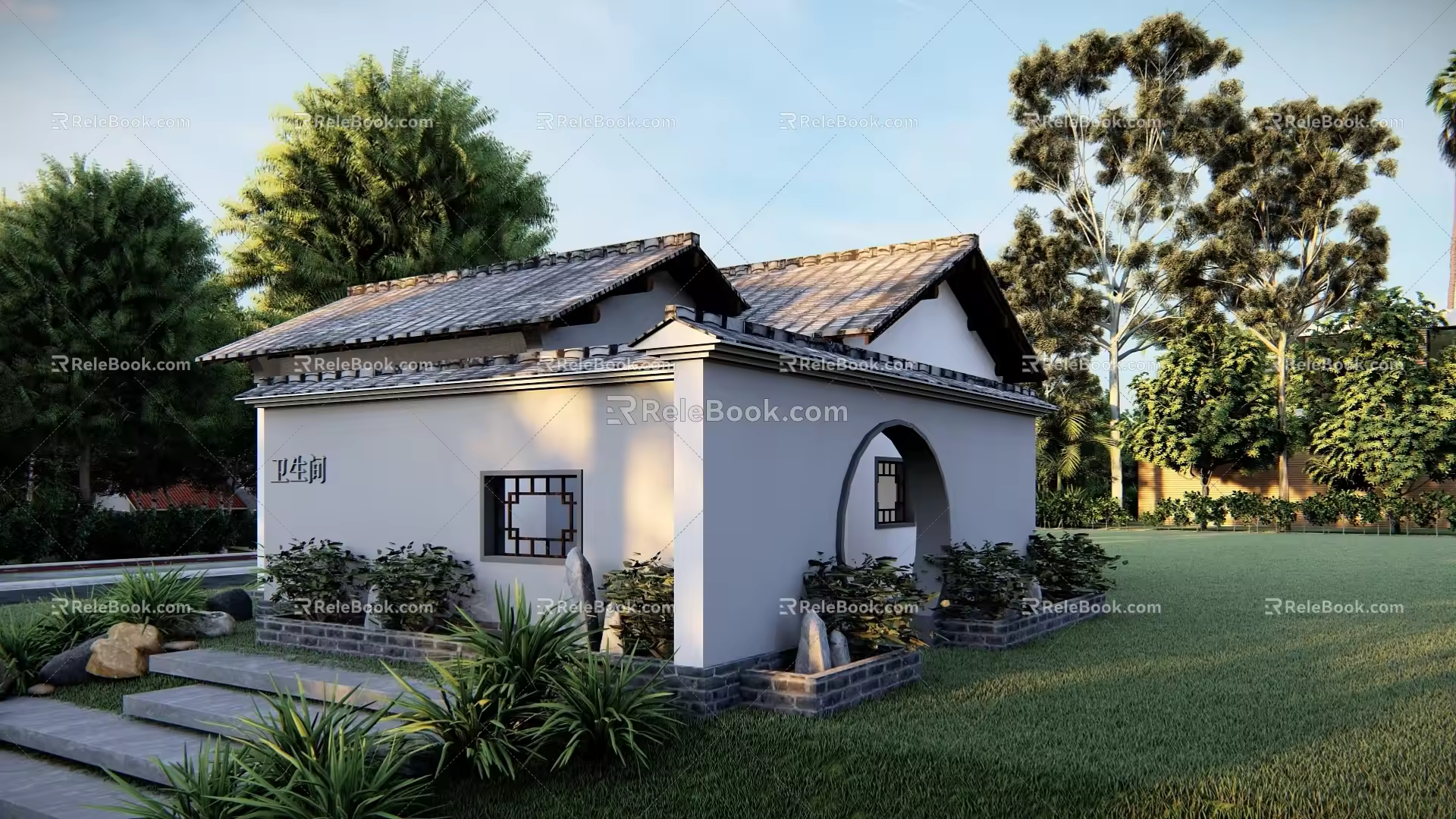 New Chinese style public toilet SU model 3d model