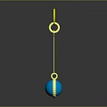 Gold Earrings with Round Blue Gemstone Pendant and Gold Hook Reflection on Dark Background
