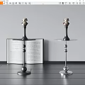 Stylish Modern Side Table With Metal Base Spherical Decorations And Figure Head Accent