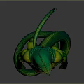 Green Muscular Snake Humanoid Creature With Tribal Attire And Coiled Tail