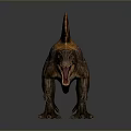 Detailed Spinosaurus Dinosaur Model With Sail Back Open Mouth Sharp Teeth And Brown Orange Coloration
