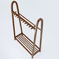 Sturdy Wooden Storage Rack With Arched Frame And Tiered Shelves For Home Organization