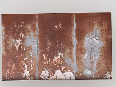 Three Rusty Metal Panels With Peeling Paint And Aged Surface Texture 3d model