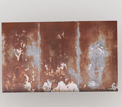 Three Rusty Metal Panels With Peeling Paint And Aged Surface Texture 3d model