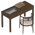 Middle style desk and chair combination 3d model