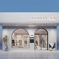 Modern Minimalist Clothing Store Interior With White Mannequin Hanging Clothes Table Plants And Warm Lighting