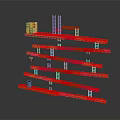 Colorful Multi Layered Track Structure With Red Rails Blue Ladders And Stacked Blocks