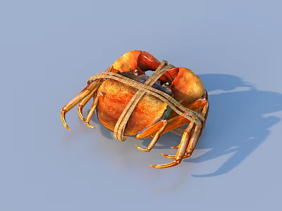 Freshly Caught Crab Tied With Natural Rope For Delicious Seafood Meal 3d model