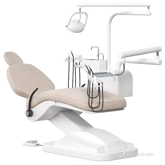 Modern Dental Chair with Adjustable Seat and Medical Instrument Arm and Overhead Examination Light 3d model 