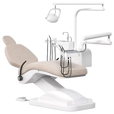 Modern Dental Chair with Adjustable Seat and Medical Instrument Arm and Overhead Examination Light 3d model