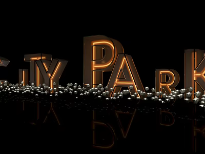 City Park 3D Letters Design With Illuminated Edges And Reflective Decorative Beads 3d model
