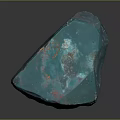 Green Raw Stone with Copper Spots and Natural Texture on Dark Reflective Surface
