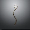 Scorpion With Orange Spiral Tail And Red Black Segments On Gray Gradient Background 3d model