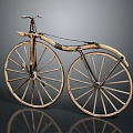 Vintage Bicycle With Wooden Wheels Classic Design And Large Spokes