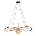 Elegant Hanging Chandelier With White Petal Design And Golden Ring Frame