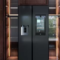 Elegant Modern Kitchen Interior With Dark Wood Cabinets And Marble Countertop