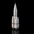 White Space Exploration Rocket Model With Multi Boosters On Black Background