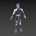Man In Sleek Black And White Tight Suit Standing Pose Full Body 3D Render