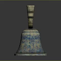 Bell Shaped Decorative Furniture Accent With Blue Gold Patterns And Shiny Base
