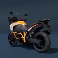 Orange And White Adventure Motorcycle With Windshield Black Frame And Rear Seat