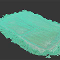 3D Model of Open Field Surrounded by Green Vegetation and Pathways