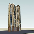 Modern Classical High Rise Residential Building With Brown Beige Facade And Multiple Windows 3d model