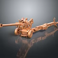 Golden Vintage Artillery Model With Wheels Tow Bar And Detailed Design