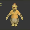 Cartoon Bear Character In Red Hat And Orange Shirt With Red Nose Standing Pose
