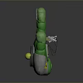 Green Mechanical Hand Shaped Household Item With Jointed Fingers And Yellow Ball In Palm
