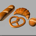 Golden Brown Assorted Baked Goods With Baguette Croissant Pretzel And Roll