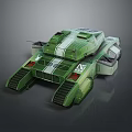 Green Military Tank With White Stripes Modern Armor And Front Cannon Design