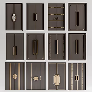 New Chinese Double Door Entry Door 3d model