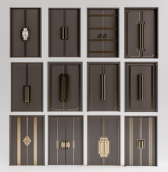 New Chinese Double Door Entry Door 3d model