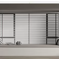 Modern venetian blinds bay window cushion pillow combination venetian blinds window 3d model
