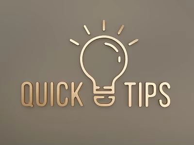Golden Light Bulb Themed Quick Tips Wall Decor For Home Decoration 3d model