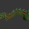 Fantasy Dragon Character With Green Red Spikes Scales And Curved Body Design