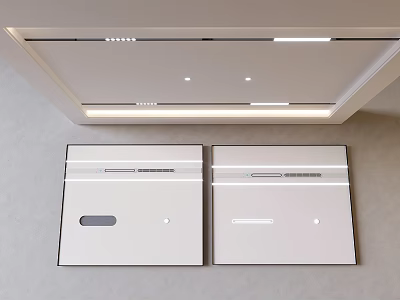 Modern Ceiling Design With Smooth White Panels And Recessed LED Lighting 3d model