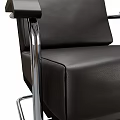 Black Leather Leisure Chair With Metal Armrests And Modern Sleek Frame