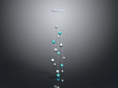 Hanging Wind Chime with Silver and Blue Balls for Daily Necessities Decoration 3d model