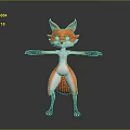 Anthropomorphic Fox 3D Character With Standing Pose And Orange White Fur Black Paws